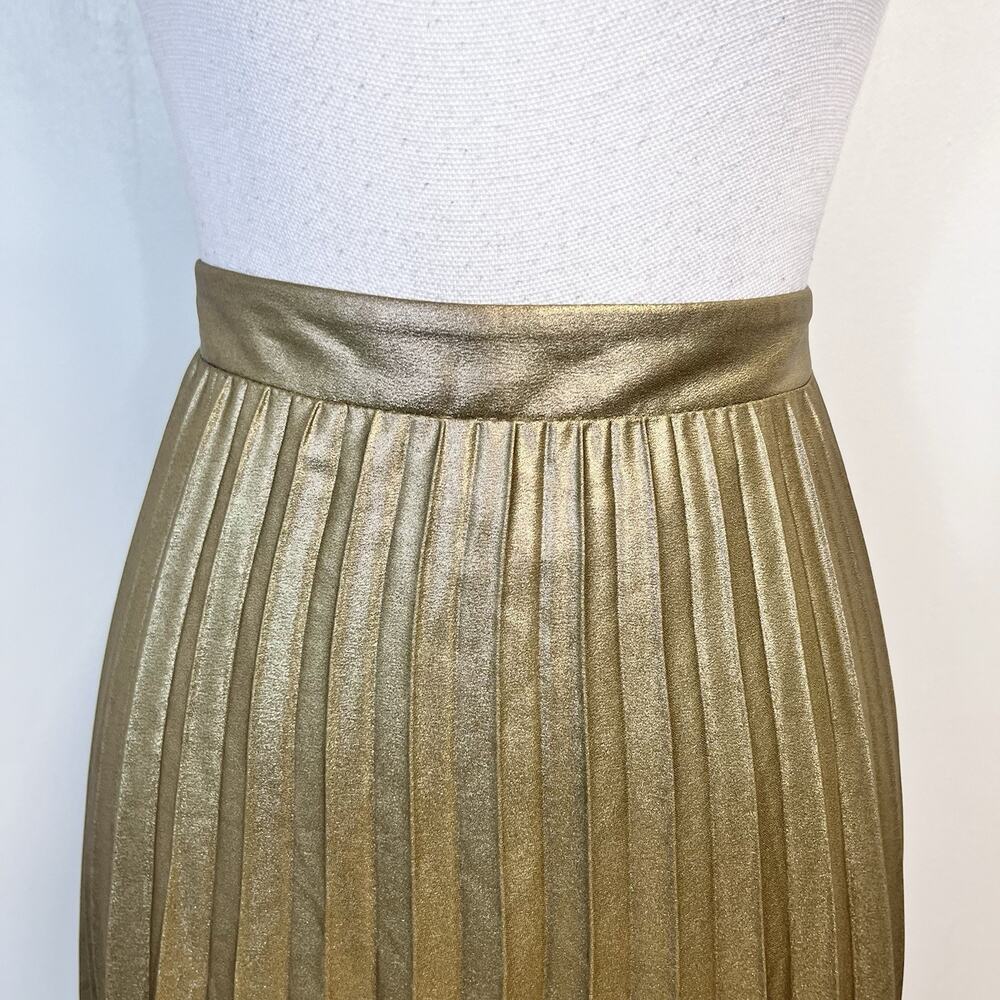 Ann Taylor Skirt size 14 Gold Shimmery Pleated Wedding Evening Cocktail Modest - Picture 4 of 10